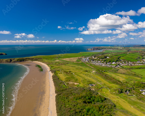 Aerial view of Tenby Bay South Beach South Wales United kingdom