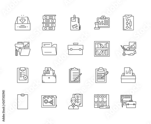 Folder line icons, linear signs, vector set, outline concept illustration