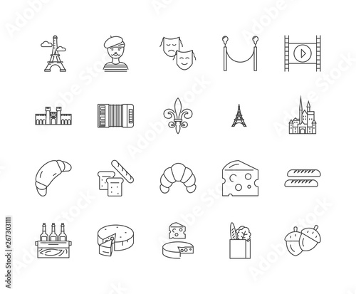 France line icons, linear signs, vector set, outline concept illustration