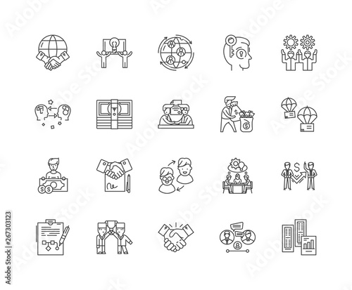 Franchising line icons, linear signs, vector set, outline concept illustration