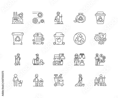 Garbage line icons, linear signs, vector set, outline concept illustration