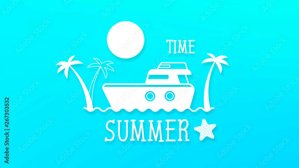 Summer Holidays In Boat On The Ocean Tropical Background . Vector