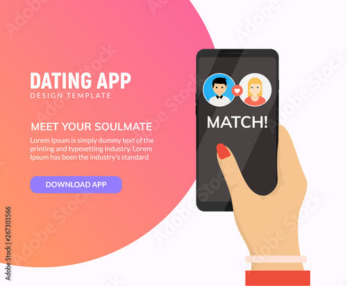 Dating app online mobile concept. Female male profile flat design. Couple dating match for relationship