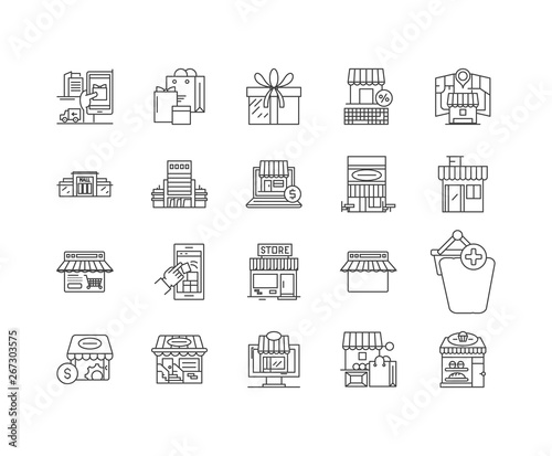 General store line icons, linear signs, vector set, outline concept illustration