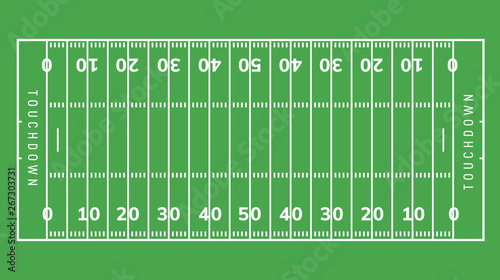 American football field background. Rugby stadium grass field illustration