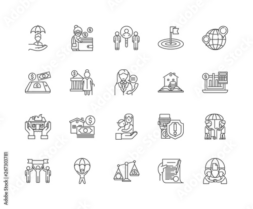 Government services line icons, linear signs, vector set, outline concept illustration