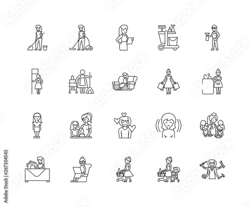 Housewife line icons, linear signs, vector set, outline concept illustration