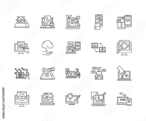 Internet services line icons, linear signs, vector set, outline concept illustration