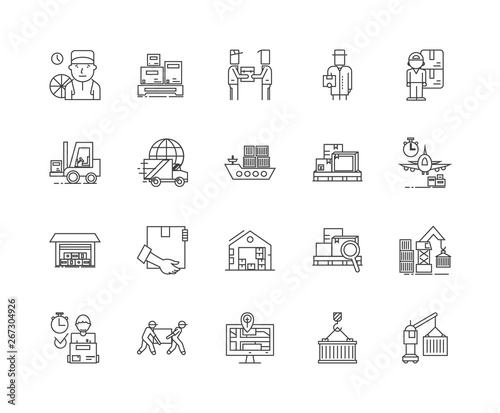 Inventory management line icons, linear signs, vector set, outline concept illustration