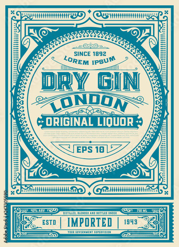 Vintage Gin label template. vector layered