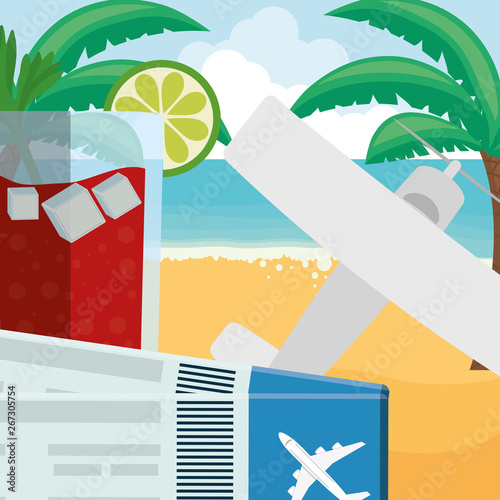 air plane with tickets flight