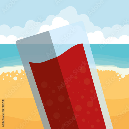glass with tropical juice drink