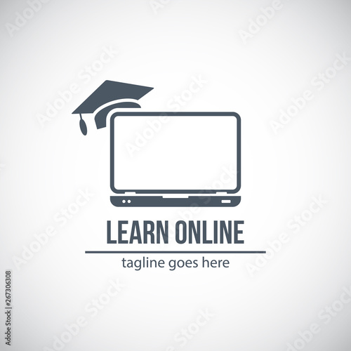 Online learning - learn online sign. Vector illustration