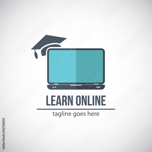 Online learning - learn online sign. Vector illustration