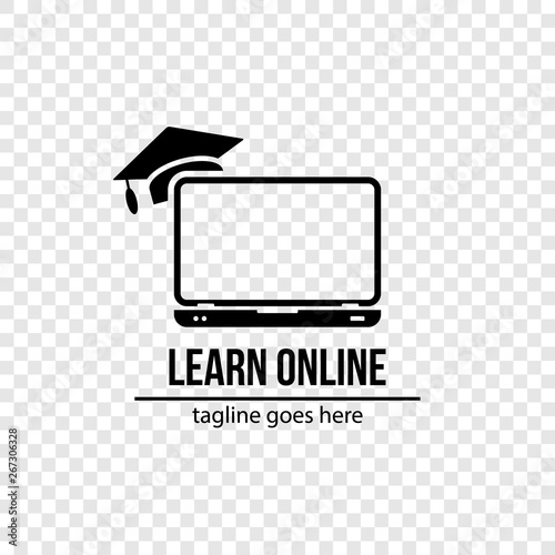 Online learning - learn online sign. Vector illustration