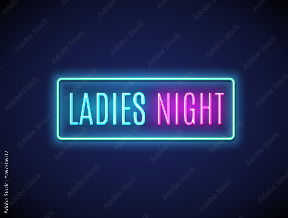 Neon night lady fashion invitation sign party flyer. Pink bar or club for girl disco party typography Neon night lady fashion invitation sign party flyer. Pink bar or club for girl disco party typography