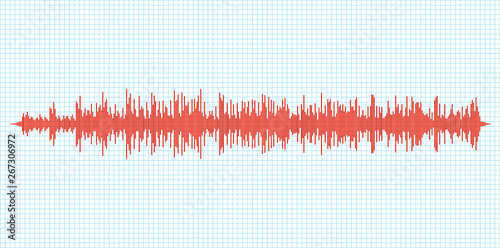 Seismogram earthquake seismic graph diagram. Seismometer or sound waves vibration richter activity