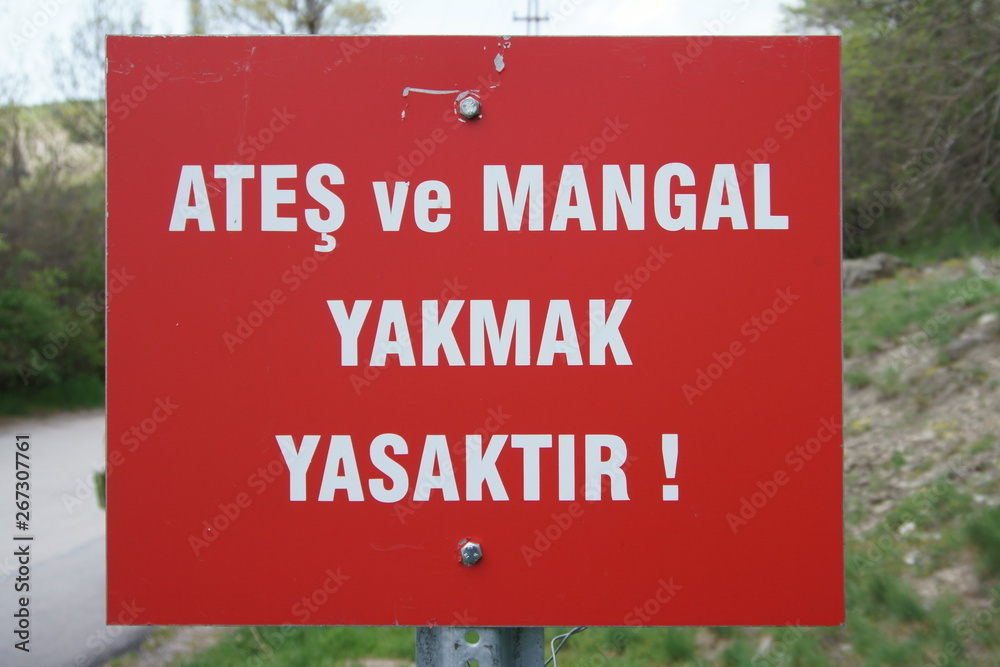 Red warning sign with Red warning sign with