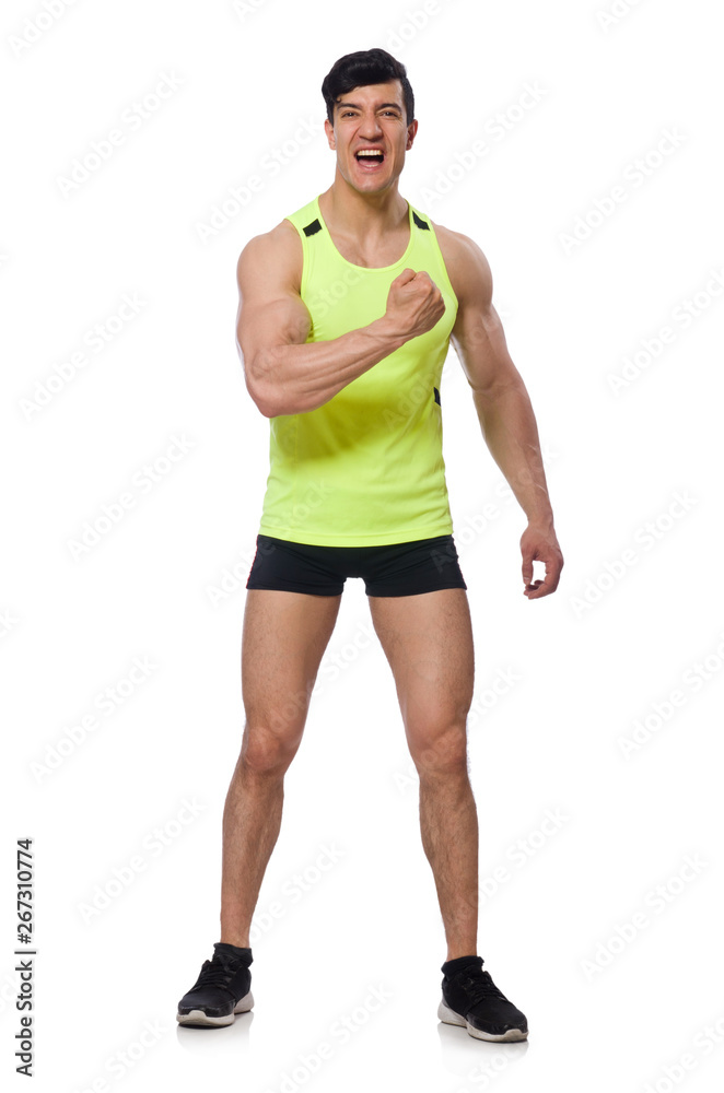 Strong male athlete isolated on white Strong male athlete isolated on white
