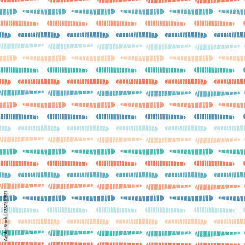 Hand drawn stylized textured maritime stripes. Seamless vector pattern. Striped seaside coastal fashion textile. All over print. Nautical stationery, ocean marine home decor. Turquoise blue teal green