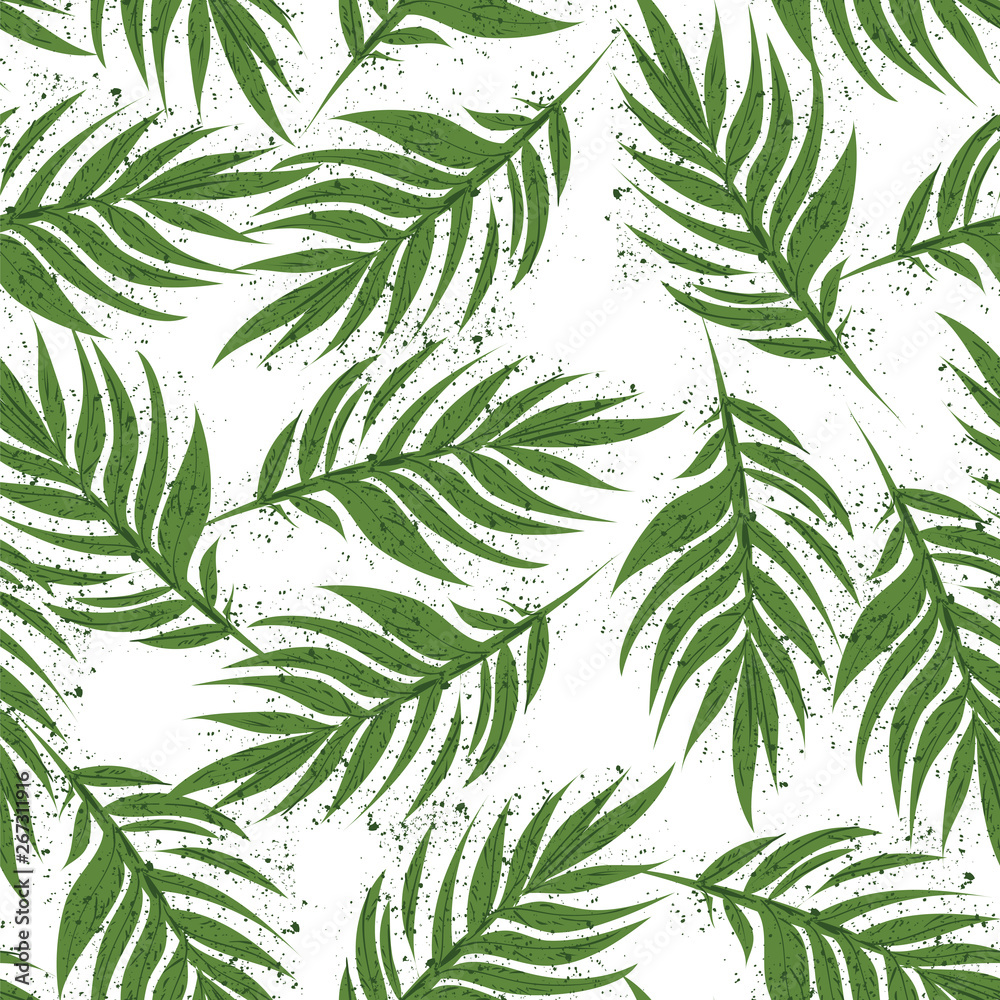 seamless hand draw branches with leaf pattern grunge background