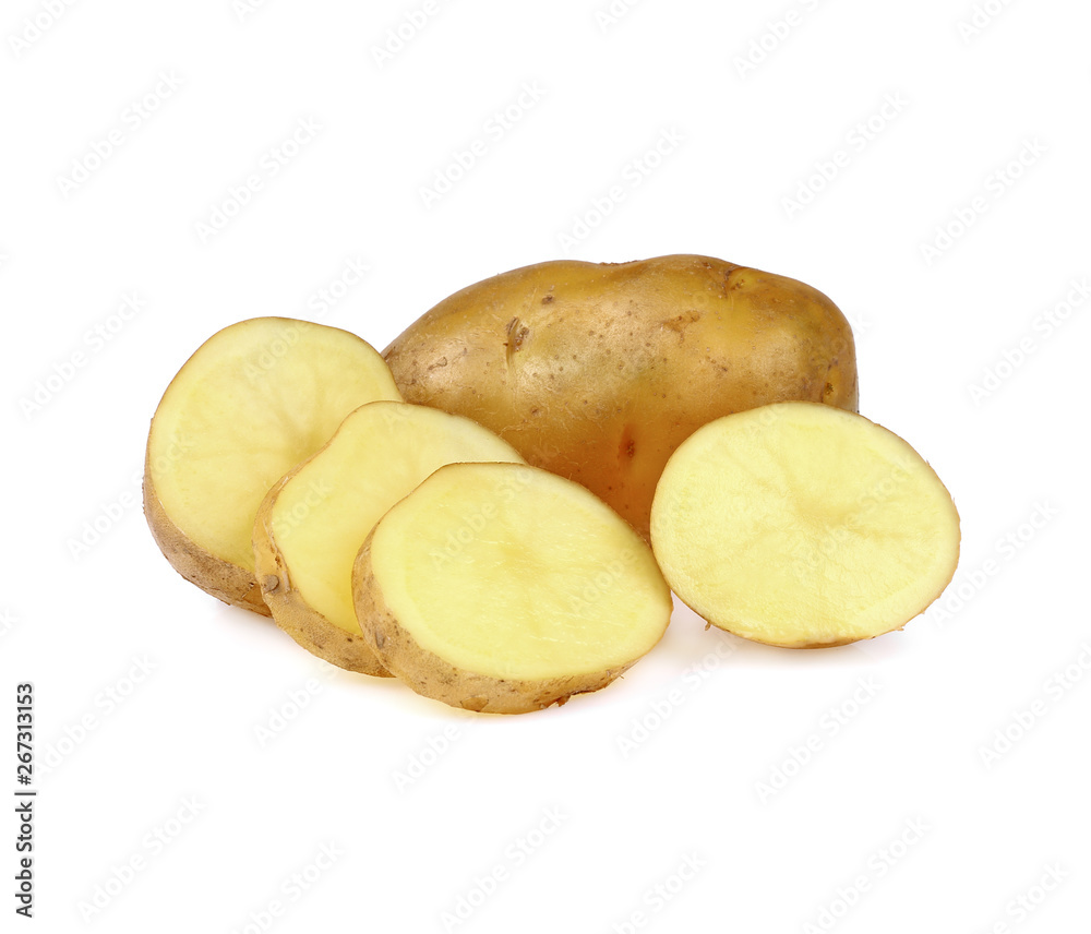Potato slice isolated on white background