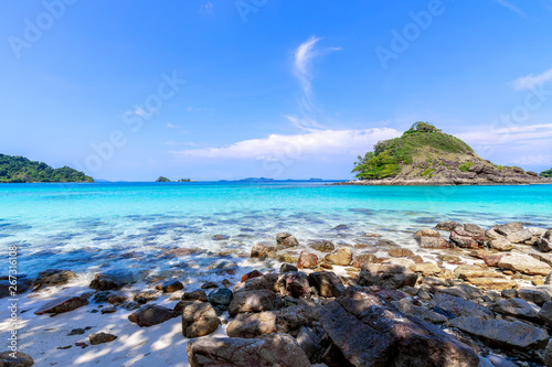 beautiful beach view Koh Chang island seascape at Trad province Eastern of Thailand on blue sky background , Sea island of Thailand landscape © suphaporn