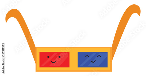 Emoji of a colorful movie glass, vector or color illustration