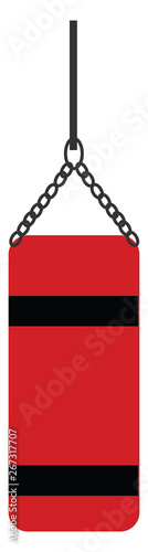 Clipart of the hanging red punching machine, vector or color illustration