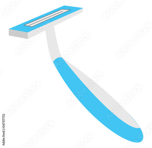 Clipart of a blue razor set isolated on white background viewed from the side, vector or color illustration