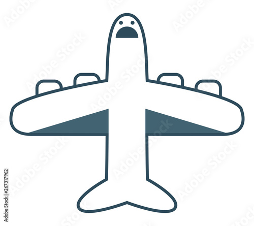 Emoji of the screaming plane at flight, vector or color illustration photo