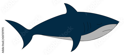 Clipart of the blue shark set isolated on white background viewed from the side, vector or color illustration