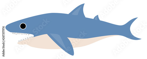 Clipart of the shark with mouth wide opened while swimming over white background, vector or color illustration