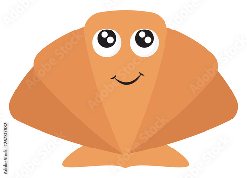 Emoji of the smiling clamshell set isolated on white background viewed from the front, vector or color illustration