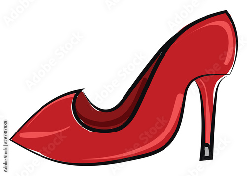 Clipart of a lady's cut shoe with a long heel viewed from the side, vector or color illustration