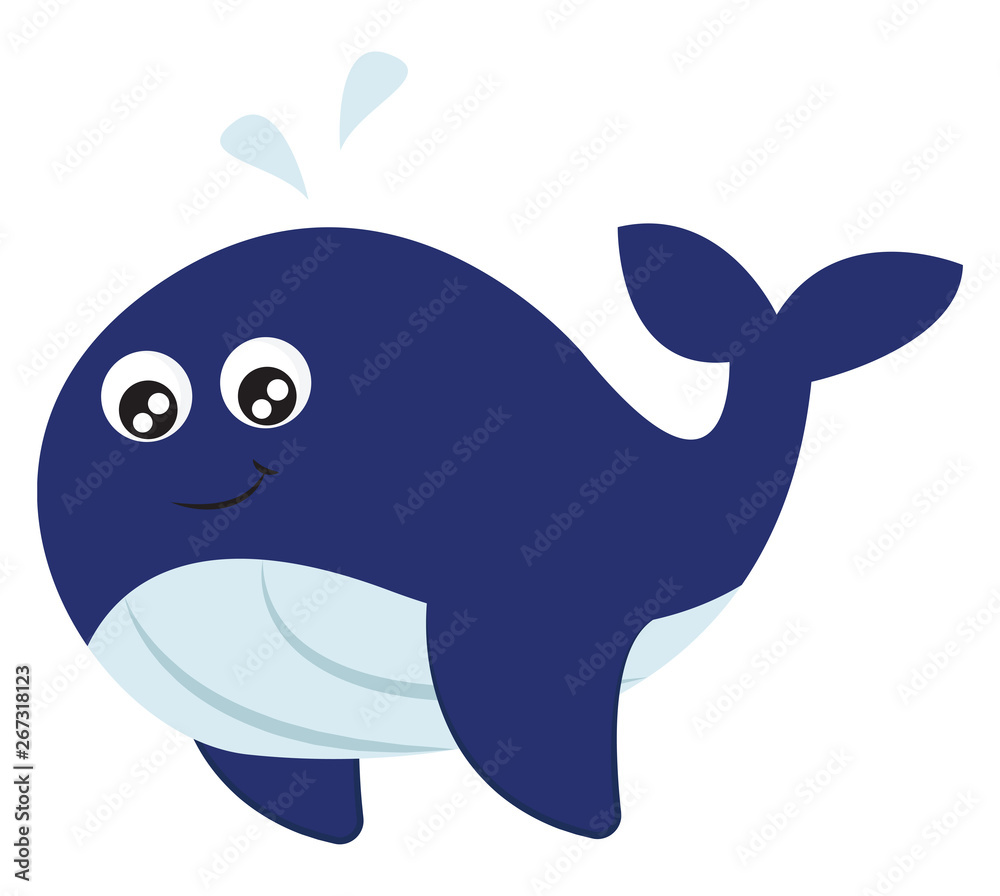Emoji of the smiling blue whale, vector or color illustration Stock ...