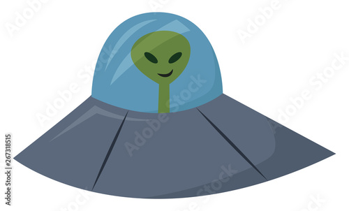 Clipart of a UFO with an alien, vector or color illustration
