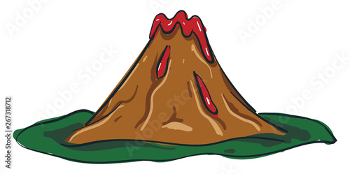 Active Volcano, vector or color illustration.