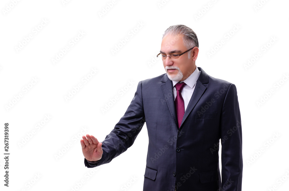Aged businessman employee isolated on white Aged businessman employee isolated on white