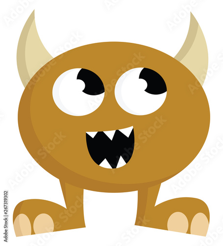 Brown monster, vector or color illustration.