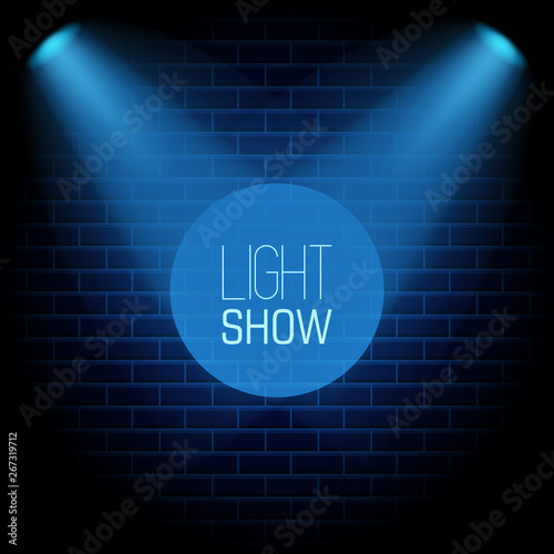 Spotlight show blue background Vector