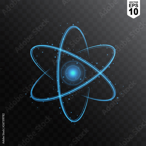 Carta da parati Atom design element with blue light effect