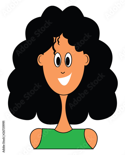 The girl in green, vector or color illustration.