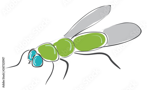 A green fly, vector or color illustration.