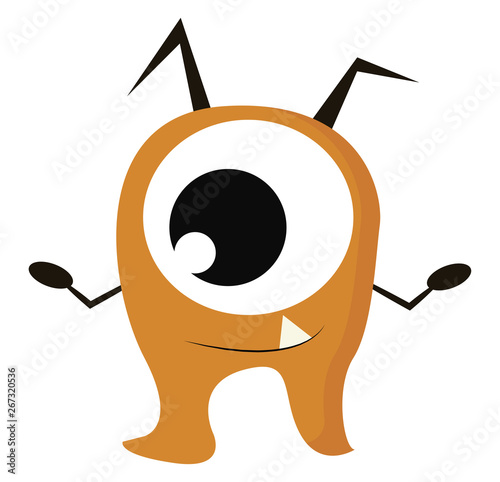 Light brown monster, vector or color illustration.