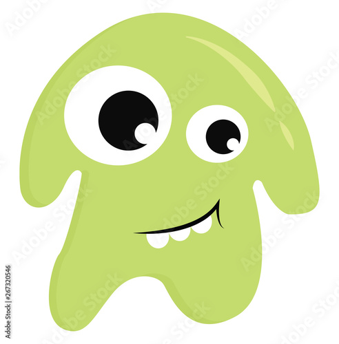 Light green monster, vector or color illustration.