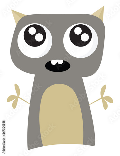 Light grey monster, vector or color illustration.