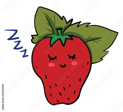 Sleeping 2 strawberry, vector or color illustration.