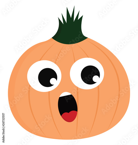 Emoji of a surprised onion, vector or color illustration.