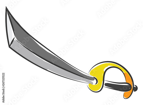 Painting of the weapon, sword, vector or color illustration.